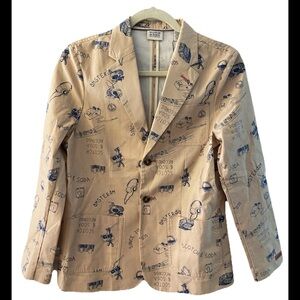 NWT Scotch & Soda Tan blue Graphic print Blazer